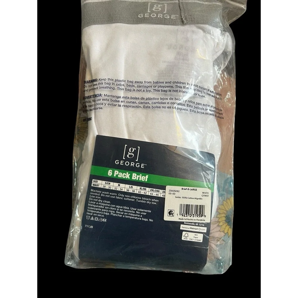 George White Briefs Underwear 6-Pack XL Antimicrobial Tag Free Moisture Wicking‎